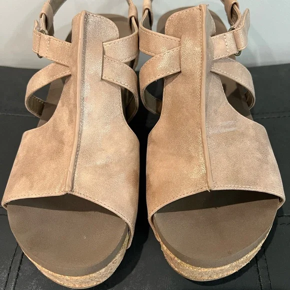Corkys Seltzer Bronze Wedge Sandals - Picture 6 of 10